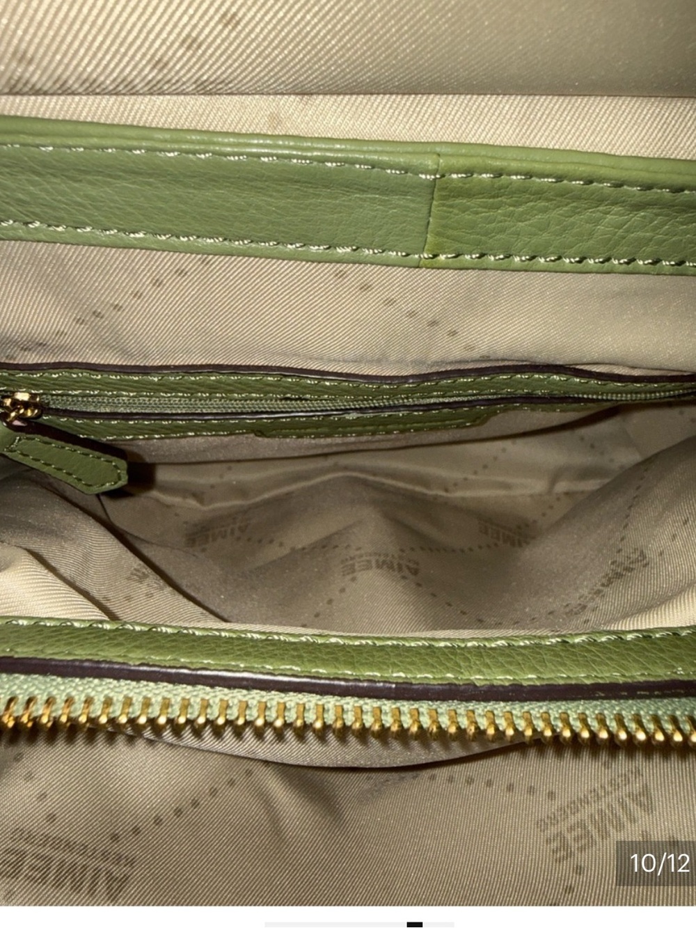 Aimee Kestenberg Olive Green Quilted Leather Satchel with Gold Hardware - Picture 9 of 11